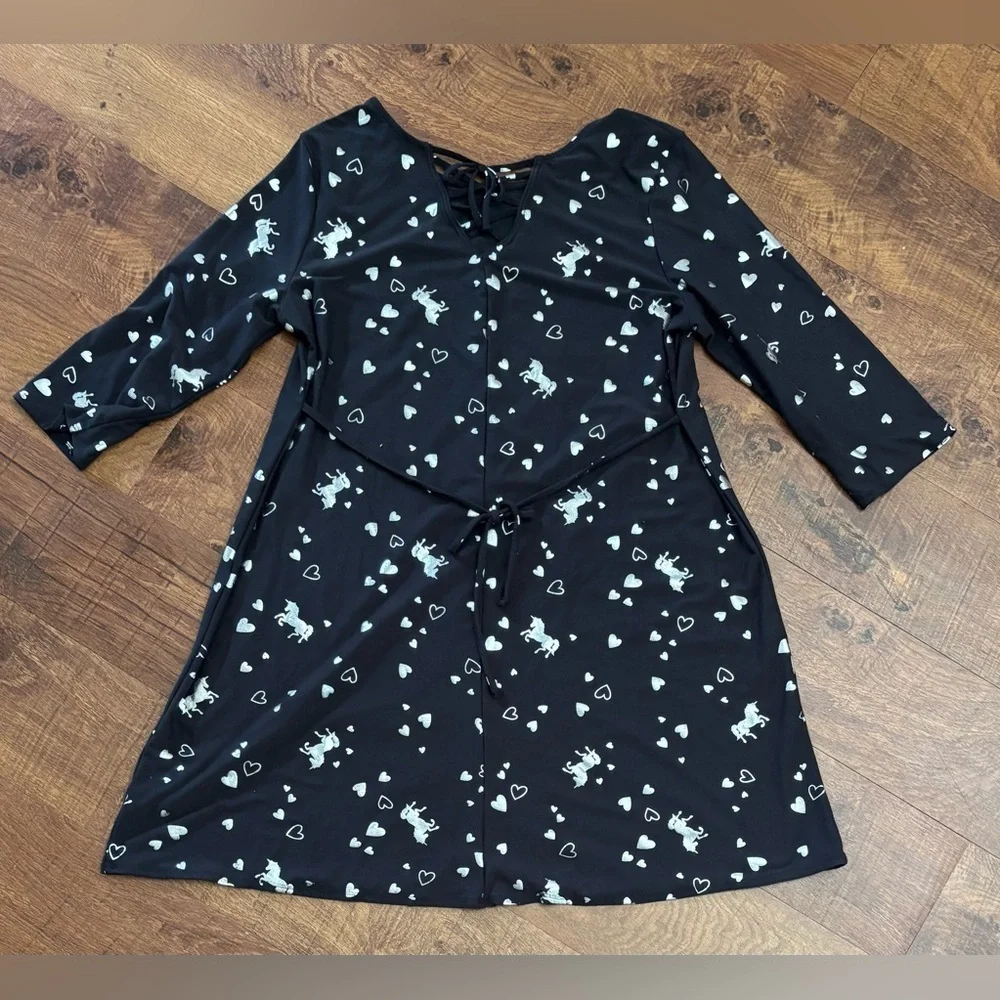 Justice girl youth 3/4 sleeve unicorn heart dress plus size 20+ plus